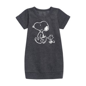 - Peanuts - I'll Follow You Graphic Short Sleeve Fleece Dress - 1 of 3
