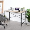 FurnitureR 47.2" Home Office Writing Desk - Simple Computer Desk with Sturdy Metal Legs, Study Table for Small Spaces, Laptop Workstation, Oak - 4 of 4