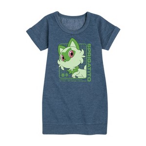 - Pokémon - Sprigatito Stats Graphic Short Sleeve Fleece Dress - 1 of 4