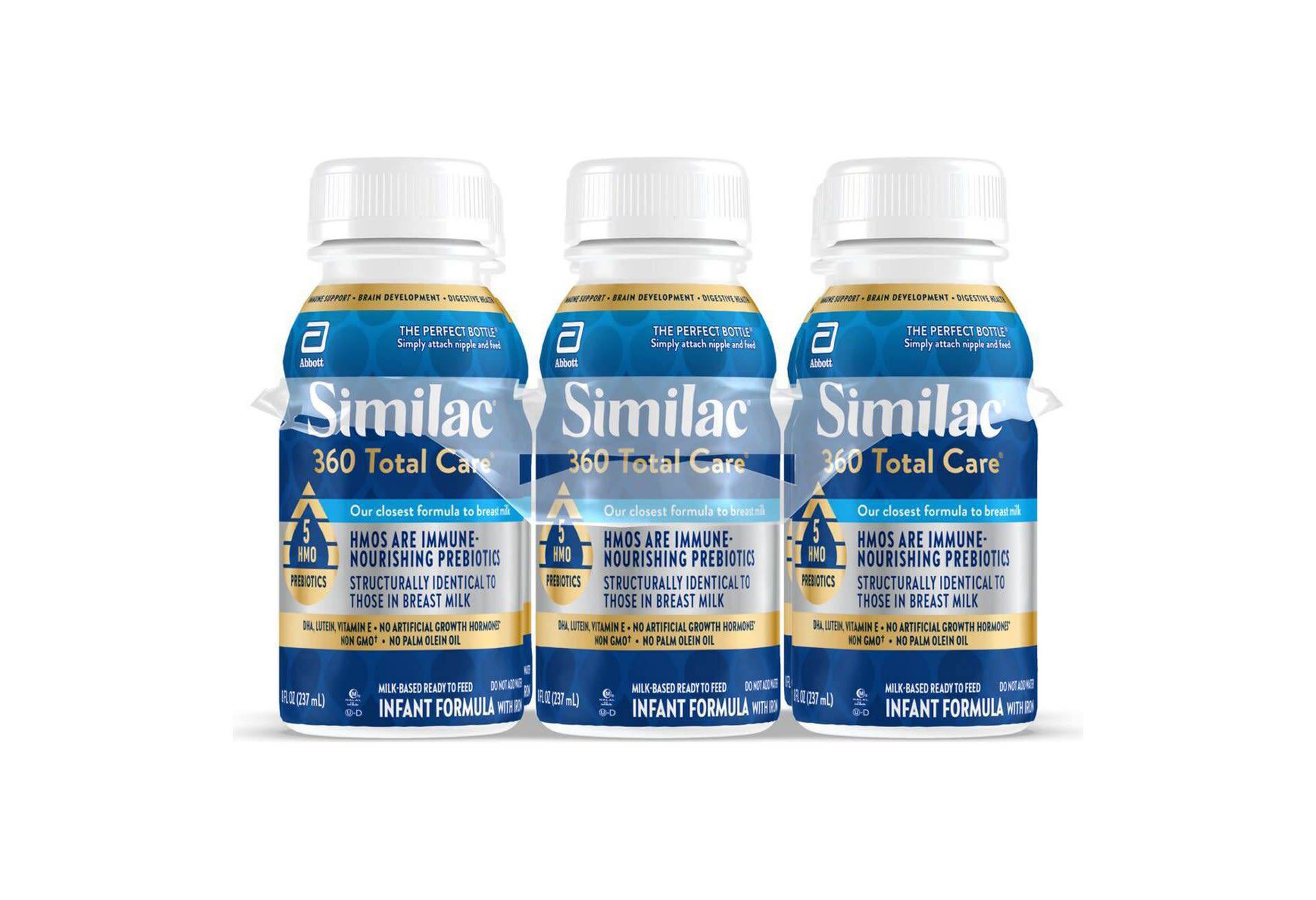 Similac 360 Total Care Non-GMO Ready to Feed Infant Formula Bottles - 8 fl oz Each/6ct: Gluten-Free, Kosher, Halal