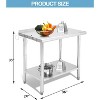 Heavy Duty Stainless Steel Work Table, Adjustable Height Utility Table for Home, Garage, and Restaurant Use - 3 of 4