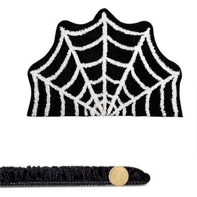 Spider Web Indoor Halloween Rug Plush Gothic Bathroom Rug, Non-slip