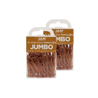 JAM Paper Colored Jumbo Paper Clips Large 2 Inch Rose Gold Paperclips 21832059A