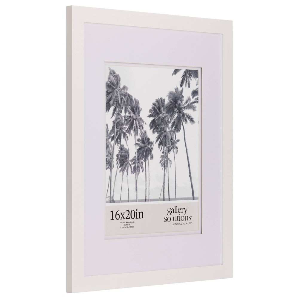 Photos - Photo Frame / Album Gallery Solutions 16"x20" Flat White Wall Frame with Double White Mat 11"x14" Image