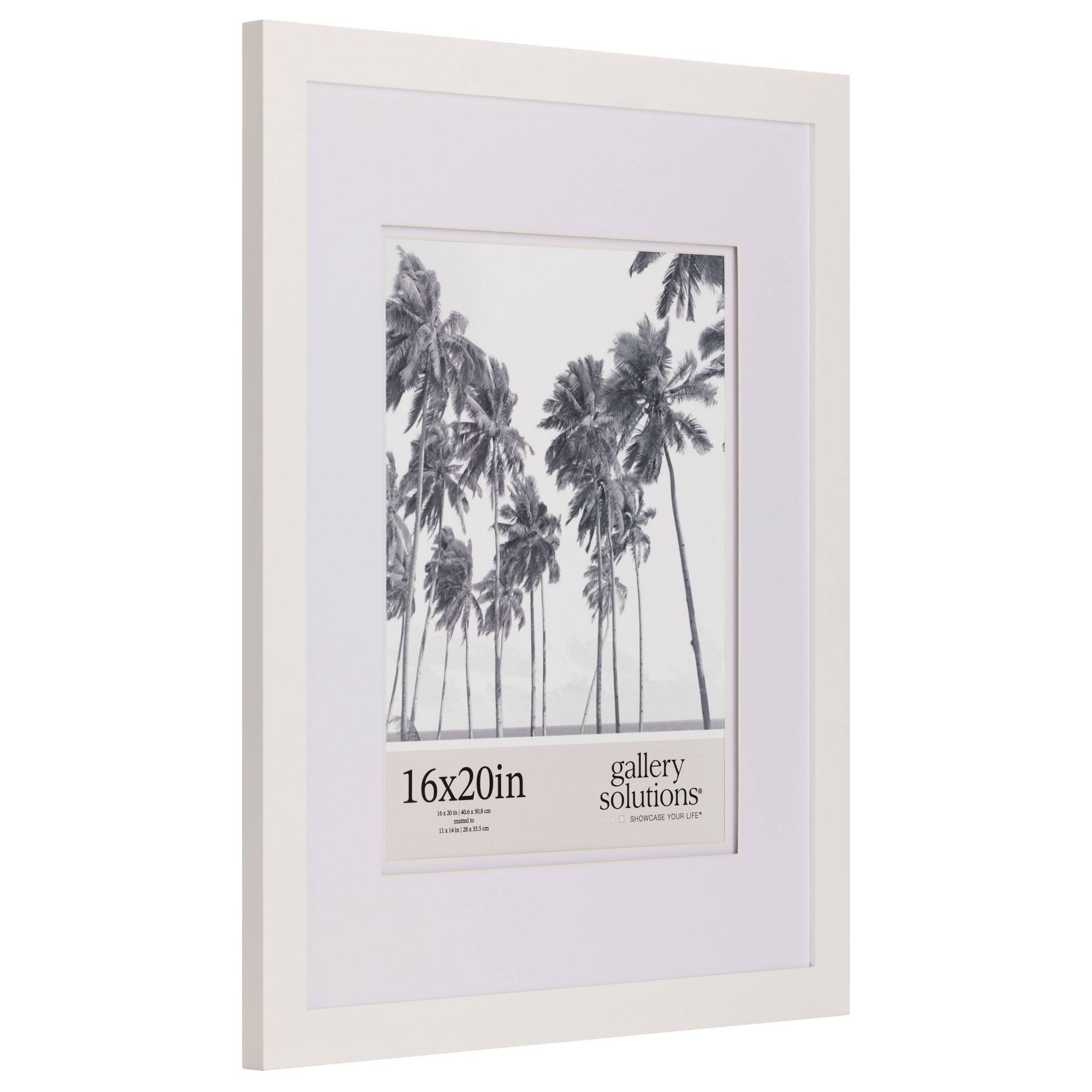 Gallery Solutions 16"x20" Flat White Wall Frame with Double White Mat 11"x14" Image