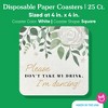 Big Dot of Happiness 25 Ct Boho Botanical Please Don't Take My Drink I'm Dancing Coasters, 4-Inch Disposable Square Paper Coasters for Greenery - 4 of 4