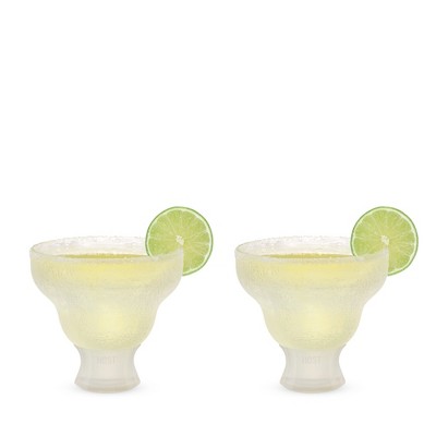 Clear Glass Margarita Freeze Cooling Cups with Silicone Grip, Set of 2