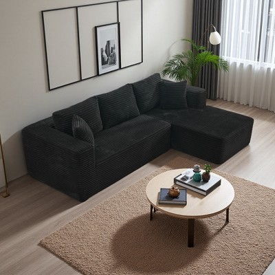 106" Corduroy L-Shaped Cloud Modular Sectional Sofa Right Chaise