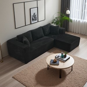 106" Corduroy L-Shaped Cloud Modular Sectional Sofa Right Chaise - 1 of 4