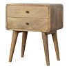 Solid Wood Nightstand | Curved Design | Oak Finish - As Shown - 3 of 4
