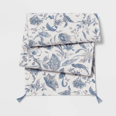Cotton Floral Table Runner Blue - Threshold™