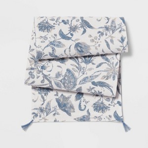 Cotton Floral Table Runner Blue - Threshold™ - 1 of 3