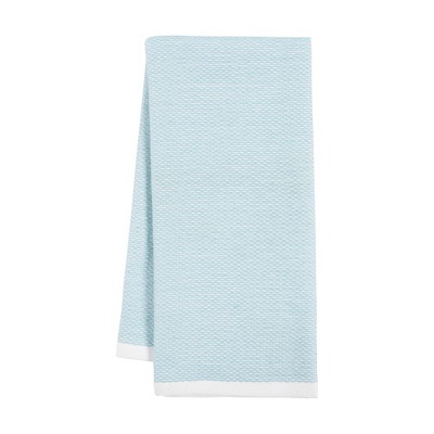 Aqua and White Cotton Terry Kitchen Towel Set, 6 Pieces