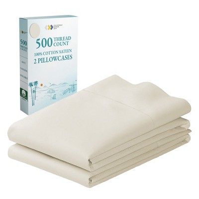 Luxury 500 Thread Count Pillowcase Set - 100% Cotton Sateen, Cool & Breathable by California Design Den