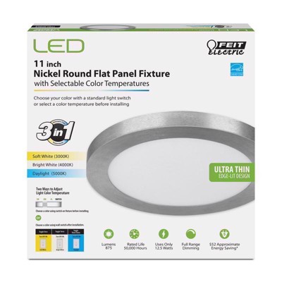 Feit Electric LED 1.1 in. H X 11 in. W X 11 in. L Nickel LED Flat Panel Light Fixture