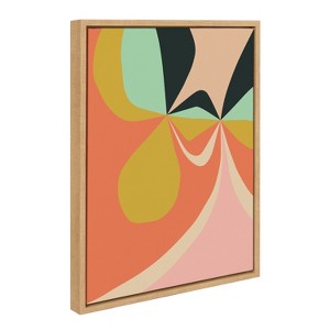 Kate & Laurel All Things Decor 18"x24" Sylvie Retro Floral 4 Wall Art by Alicia Bock Natural: Contemporary Canvas with Brown Frame - 1 of 4