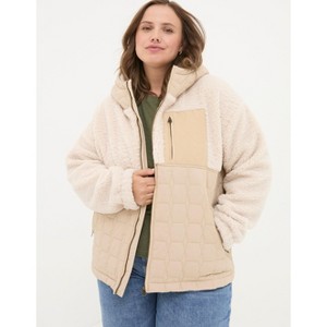 FatFace Women's Plus Size Honey Fleece Quilted Jacket - 1 of 4