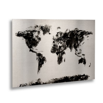 Trademark Fine Art - Michael Tompsett 'Abstract Map' Floating Brushed Aluminum Art
