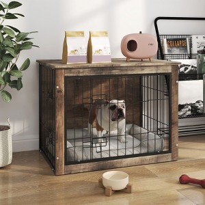 Gulches Dog Crate Furniture , Medium Wooden Dog Crate with Double Doors, Dog Furniture, Indoor Dog Kennel, Medium - 1 of 4