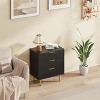 3 Drawer Dresser, Mid Century Modern Fluted Nightstand with Metal Handles & Legs, Bedside End Table for Bedroom, Living Room, Hallway, Apartment - 3 of 4