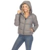 Women's Full Front Zip Hooded Bomber Puffer Jacket - White Mark - 2 of 4