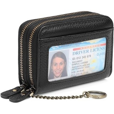 BEAFUP Wallet for Women–Credit Card Holder Wallet RFID Blocking Small Genuine Leather Card Case with Keychain,for Daily Use,Travel, or Pocket