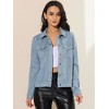 INSPIRE CHIC Women's Turn-Down Collar Flap Pockets Snap Button Faux Suede Jacket - 2 of 4