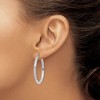Black Bow Jewelry 3mm x 35mm 14k White Gold Textured Round Hoop Earrings - 3 of 4