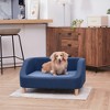 Teamson Pets Bennett Linen Sofa Dog Bed for Pets Up to 66 lbs, Navy - image 3 of 4