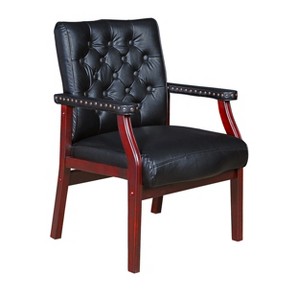 Ivy League Side Chair Black - Regency: Mahogany Frame, Brass Trim, Vinyl Upholstery - 1 of 4