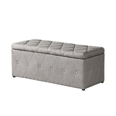 VYNXARIA 1 Piece Rectangular Storage Ottoman Fabric Linen with 2 Set Ottomans (Beige)
