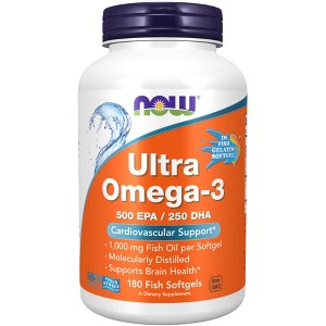Ultra Omega-3 Fish Oil by Now Foods  -  180 VegCap - 1 of 2