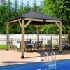 Aoodor 10 x 10 ft Wooden Frame Gazebo with Galvanized Metal Hardtop Roof, Outdoor Patio Gazebo with Charging Socket - 4 of 4