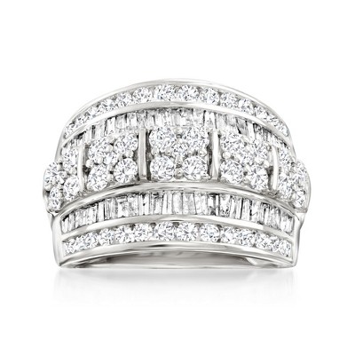 Ross-Simons 2.00 ct. t.w. Round and Baguette Diamond Multi-Row Ring in 14kt White Gold