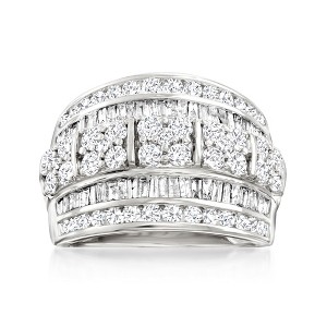 Ross-Simons 2.00 ct. t.w. Round and Baguette Diamond Multi-Row Ring in 14kt White Gold - 1 of 4