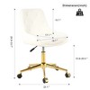 Racxily Armless Office Chair, Velvet Office Desk with Wheels, Adjustable Swivel Accent Chairs, Vanity Seat for Small Spaces - 3 of 4