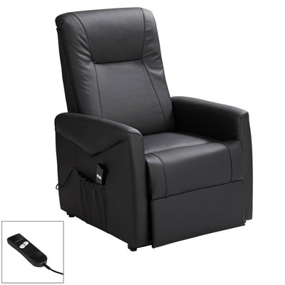 Elm Lane Black Faux Leather Lift Recliner Chair Modern Armchair Comfortable Automatic Reclining Upholstered Bedroom Living Room