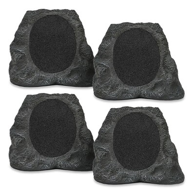 Victrola Rock Speaker Connect Bluetooth Outdoor Speaker with Solar Charging - 4 Pack (Granite)