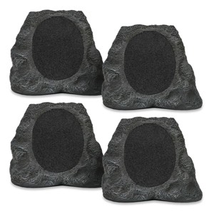 Victrola Rock Speaker Connect Bluetooth Outdoor Speaker with Solar Charging - 4 Pack (Granite) - 1 of 4
