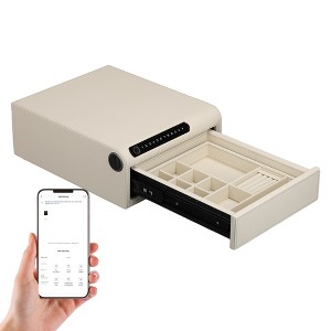 UNISOAR Biometric Fingerprint Jewelry Safe Home Leather Wrapped Slide-Away Drawer Digital Keypad & Fingerprint Lock - 1 of 4