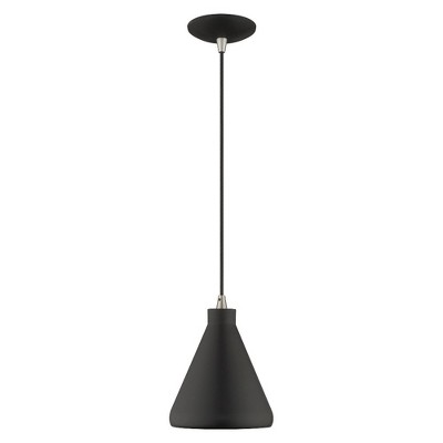 Mini Black Metal Pendant with Gold Interior Finish - Indoor/Outdoor