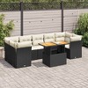 vidaXL Patio Sofa Set with Cushions Lounge Sofa Sections 8 Piece Poly Rattan - Black and cream 4x corner + 3x middle + table - 2 of 4