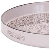 HomeRoots 14" Cream And Gray Geometric Pad Print Round Serving Tray With Handles - 4 of 4