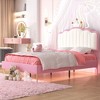 Twin Size Upholstered Platform Bed with Crown Headboard and Light Strips - 2 of 4