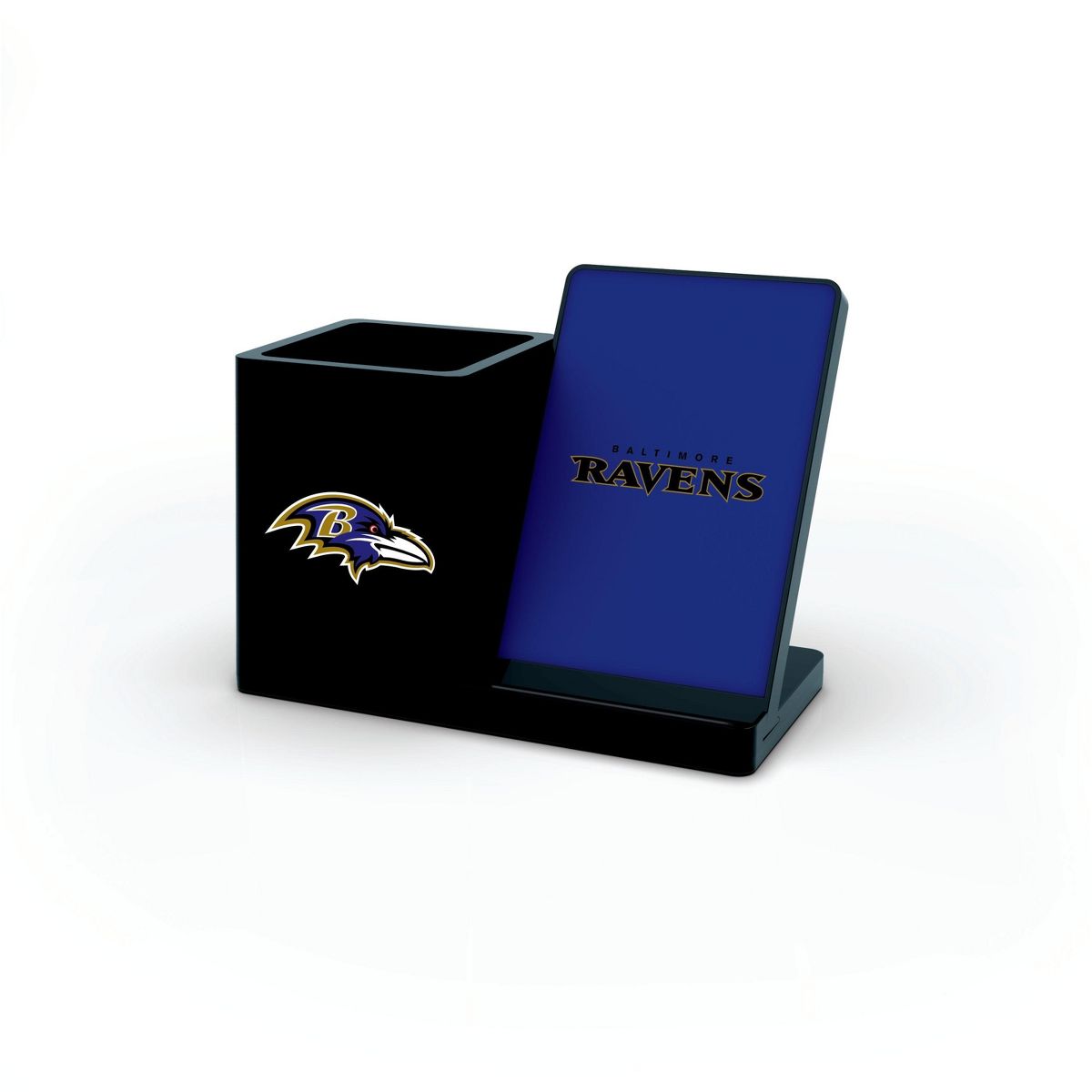 SOAR NFL Wireless Charging Phone Stand and Desktop Organizer- Baltimore Ravens
