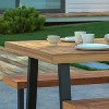 Emma and Oliver Natural Finish Solid Acacia Wood Dining Table with Black Metal Legs for Indoor and Outdoor Use - 4 of 4