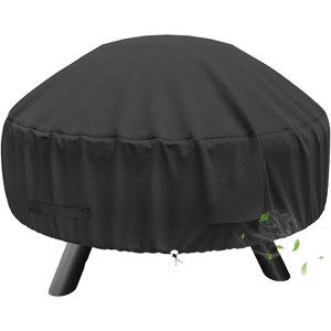 Round Fire Pit Cover for 22-32 Inch Fire Pit - Waterproof and Windproof, with Straps and Built-in Vents, 32 Dia x 13.5 H, Black, SHINESTAR - 1 of 4