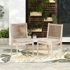 Coolbibila ModernWood Acacia Dining Chair,Beige Fabric Upholstered Dining Room Chair,Woven Rope Back Patio Outdoor Dining Chair - 2 of 4