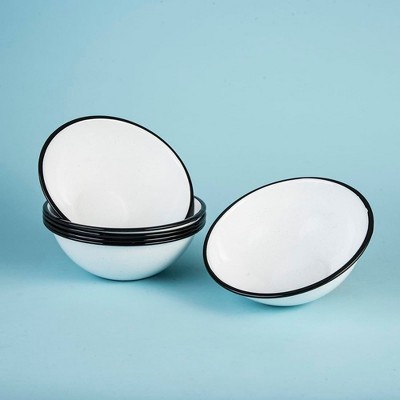 Speckled White Enameled Steel 7-Inch Bowl Set, 6 Pieces