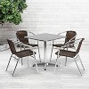 Emma and Oliver 27.5" Square Aluminum Garden Patio Table Set with 4 Rattan Chairs - 2 of 4